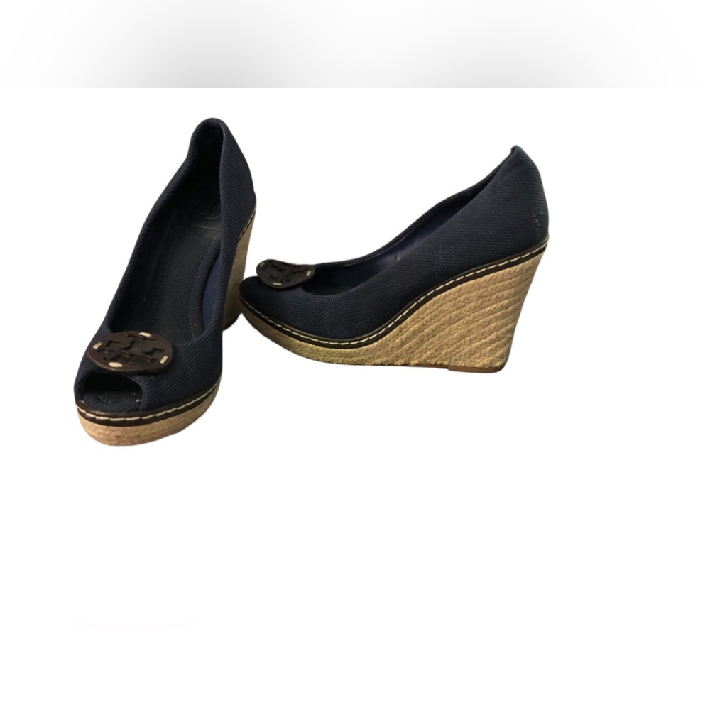 Tory Burch Blue Wedge Shoes with Espadrille Sole - Picture 7 of 9